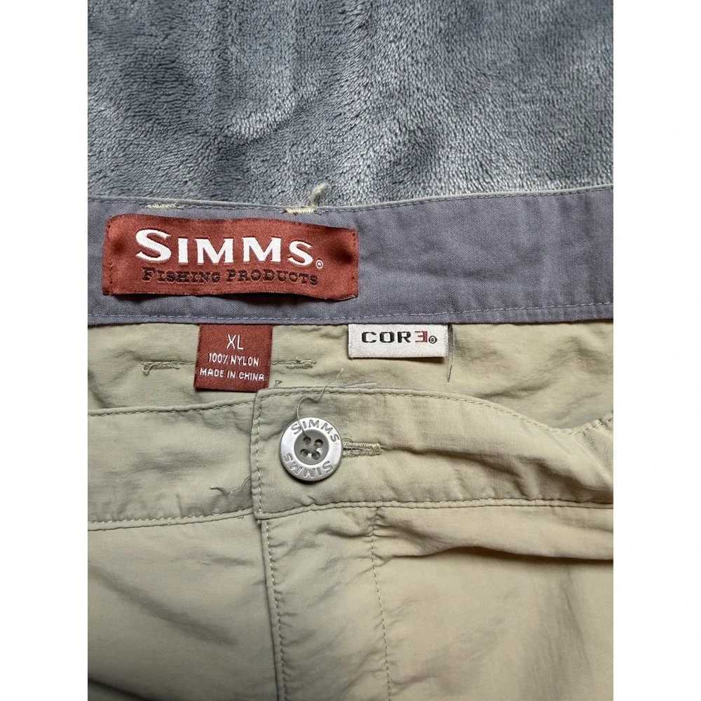 Simms Pants Mens XL Tan COR3 Cargo Nylon Fishing Hiking